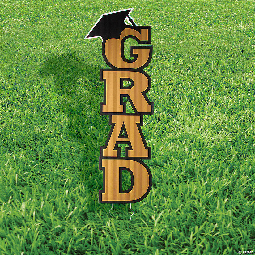 11" x 30" Gold Graduation Party Yard Stake Image