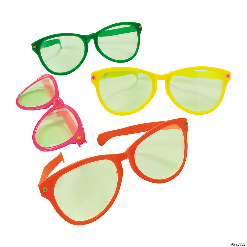 11" x 5 1/4" Jumbo Bright Solid Color Plastic Novelty Sunglasses- 12 Pc. Image