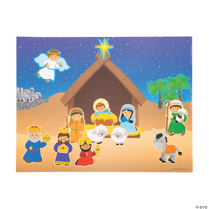 11" x 8 1/2" Design Your Own Nativity Paper Repositionable Sticker Scenes - 12 Pc. Image