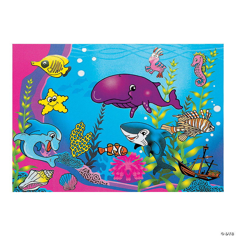 11" x 8 1/2" DIY Aquarium Paper Sticker Scenes - 12 Pc. Image