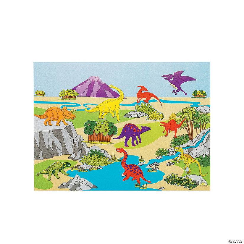 11" x 8 1/2" DIY Dinosaur Repositionable Paper Sticker Scenes - 12 Pc. Image