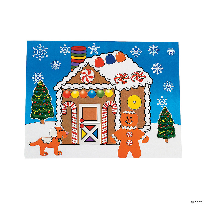 11" x 8 1/2" DIY Gingerbread House Paper Repositionable Sticker Scenes - 12 Pc. Image