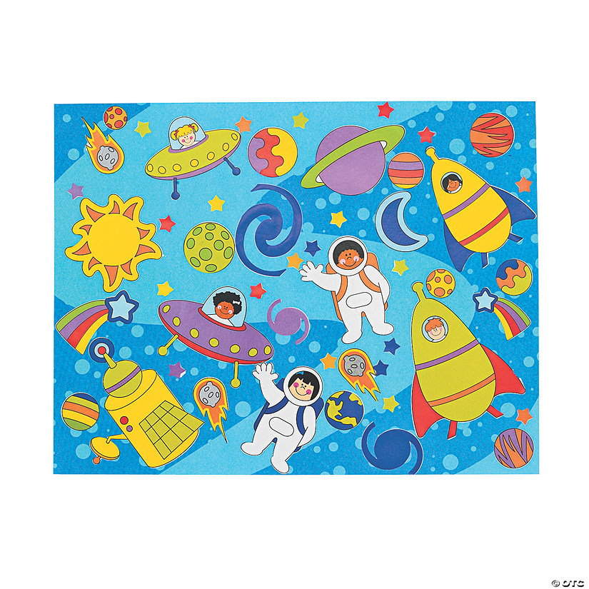 11" x 8 1/2" DIY Solar System Paper Sticker Scenes - 12 Pc. Image