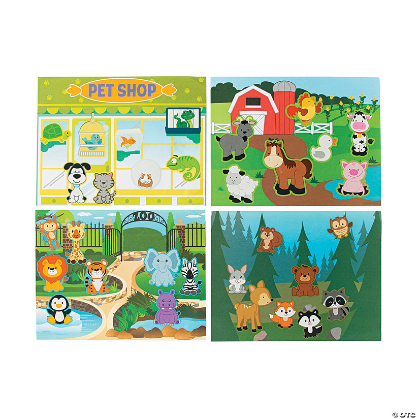 11" x 8 1/2" Matching Animal Shadows Paper Sticker Scenes - 12 Pc. Image