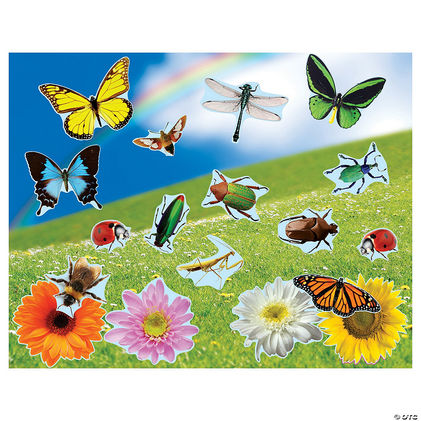 11" x 8 1/2" Realistic Bugs & Flowers Paper Sticker Scenes - 12 Pc. Image