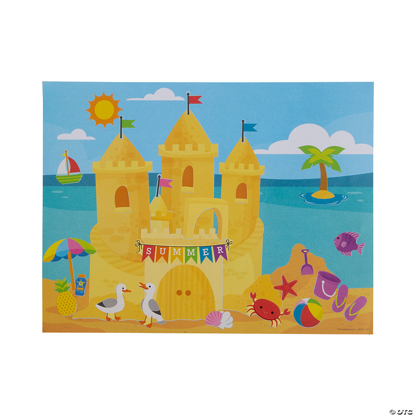 11" x 8 1/2" Sandcastle Paper Sticker Scenes &#8211; 12 Pc. Image