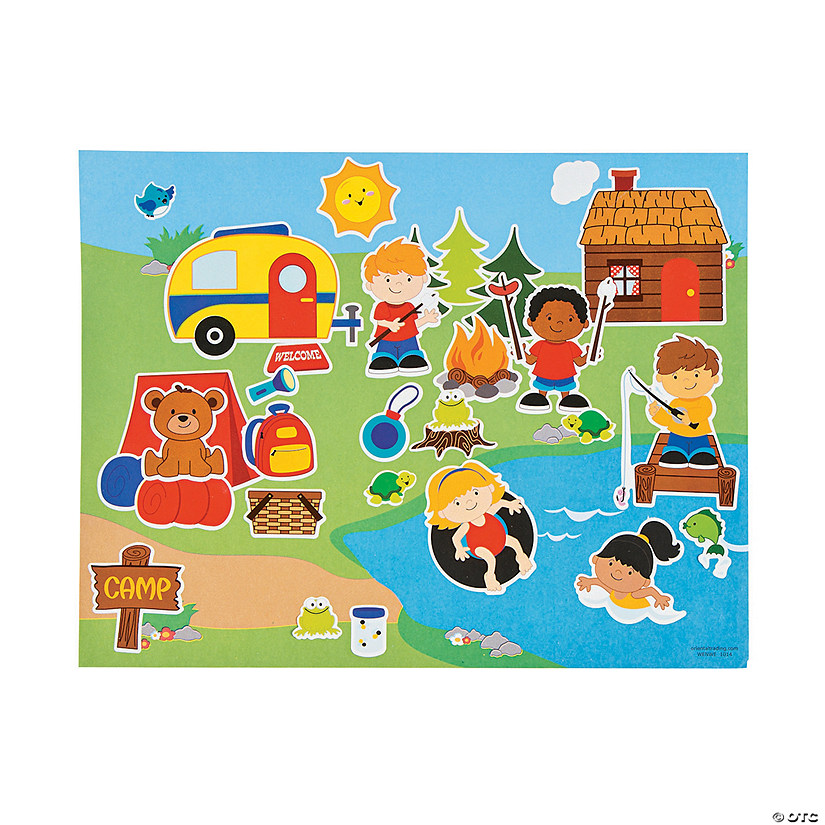 11" x 8 1/2" Summer Camp Multicolor Paper Sticker Scenes - 12 Pc. Image