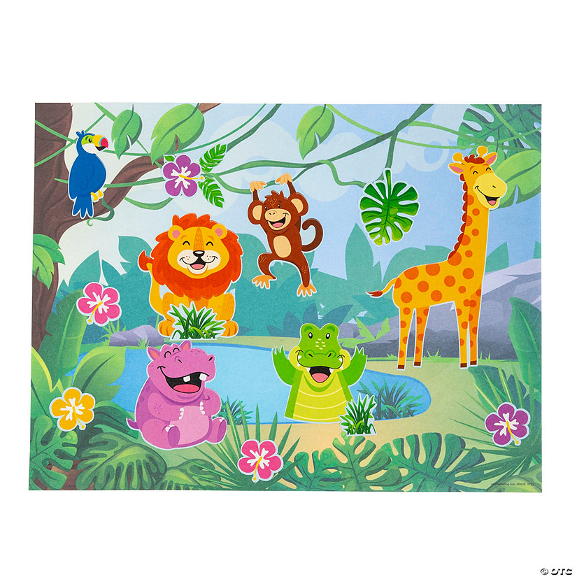 11" x 8 1/2" Zoo Jungle Animal Repositionable Paper Sticker Scenes - 12 Pc. Image