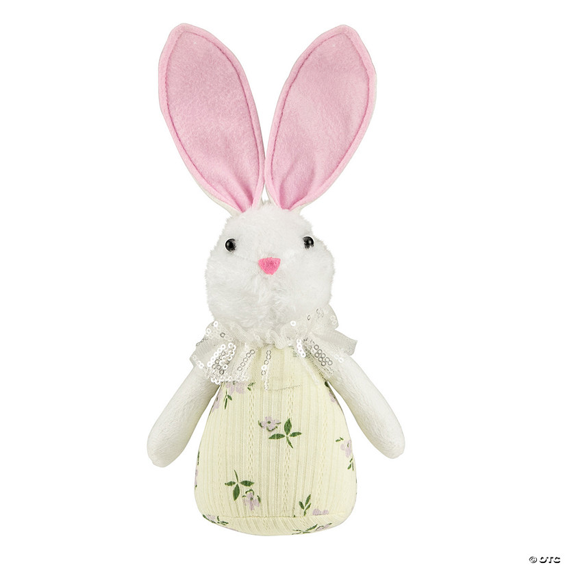 11" Yellow Spring Floral Easter Bunny Figure Image