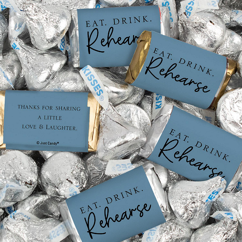 116 Pcs Wedding Rehearsal Dinner Candy Favors Miniatures Chocolate & Kisses (1.50 lbs) - Dusty Blue Image