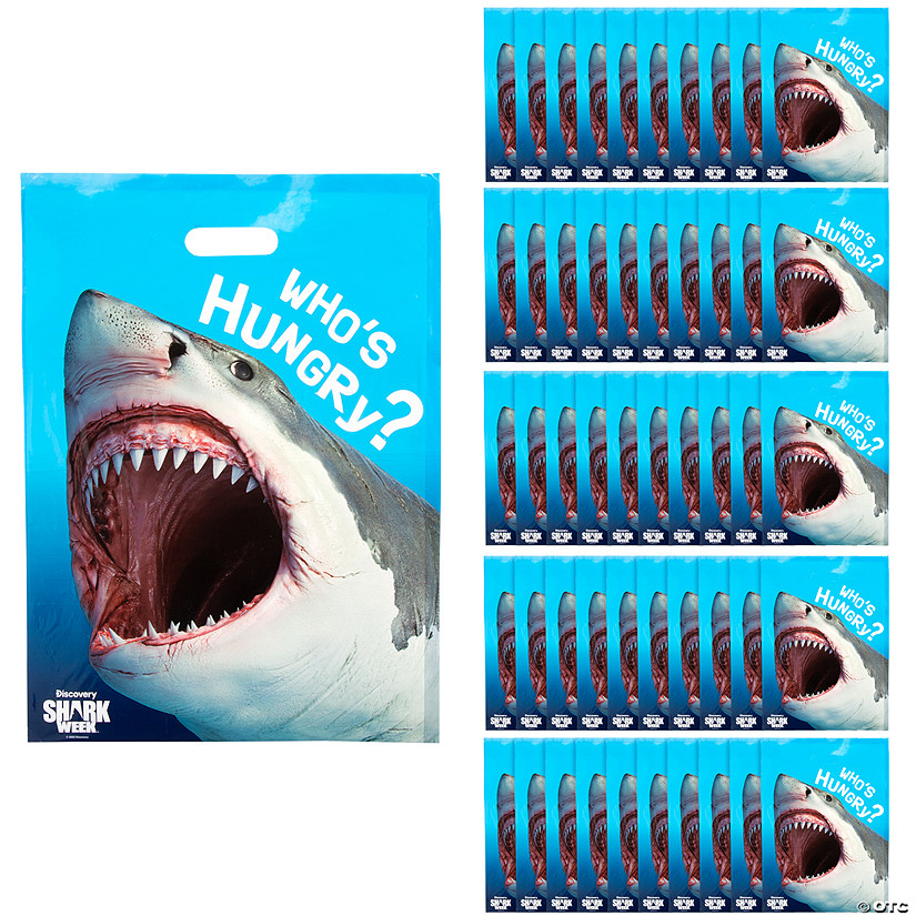 12 1/2" x 17" Bulk 50 Pc. Discovery Shark Week&#8482; Plastic Goody Bags Image