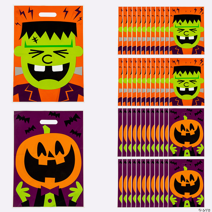 12 1/2" x 17" Bulk 50 Pc. Halloween Character Plastic Trick-or-Treat Goody Bags Image