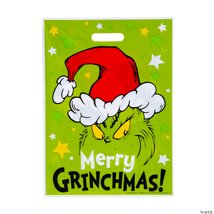 12 1/2" x 17" Bulk  50 Pc. Large Dr. Seuss&#8482; The Grinch Christmas Treat Bags Image