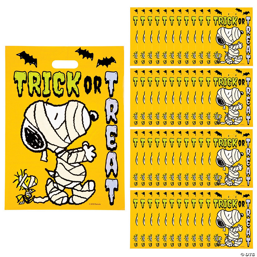 12 1/2" x 17" Bulk 50 Pc. Large Peanuts&#174; Snoopy Halloween Trick-Or-Treat Plastic Goody Bags Image