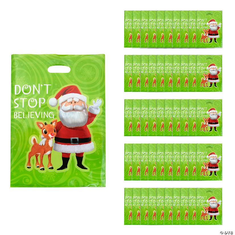 12 1/2" x 17" Bulk 50 Pc. Large Plastic Rudolph the Red-Nosed Reindeer<sup>&#174; </sup>Goody Bags Image