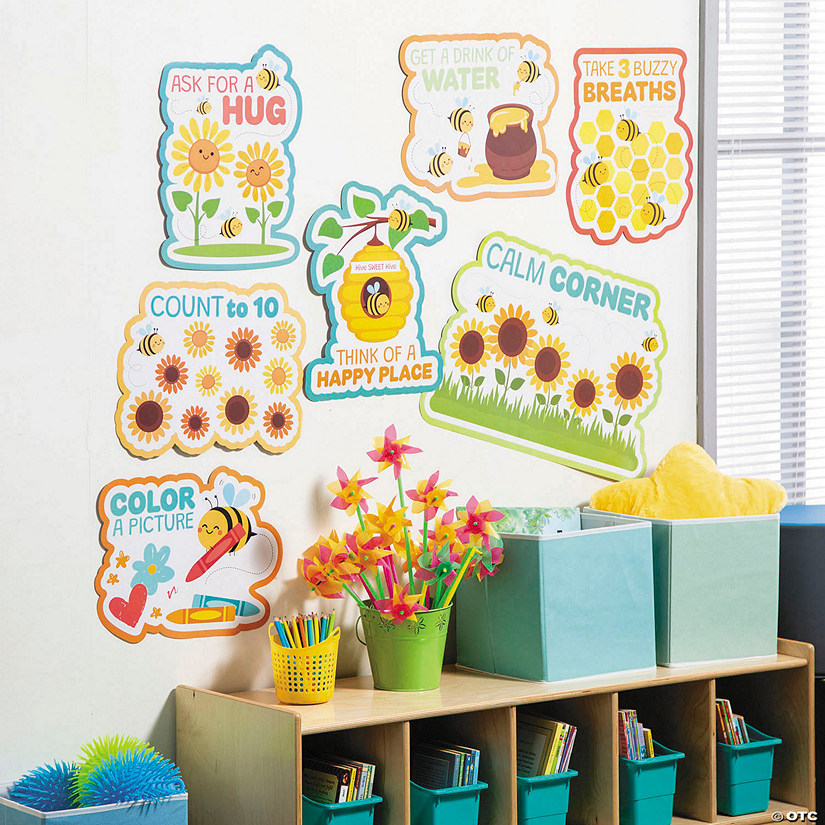 12 1/4" &amp;#8211; 16" Bee-Themed Calm Down Corner Wall Decorations Set - 7 Pc. Image