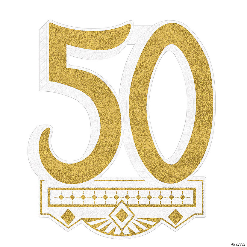 12 1/4" x 14 1/2" Happy 50th Anniversary Gold Foil Crest Wall Cutout Image