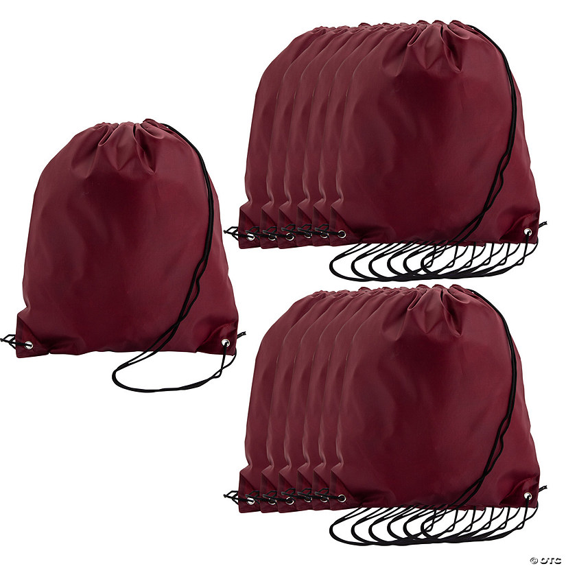 12 3/4" x 15 1/2" Large Maroon Drawstring Bags - 12 Pc. Image