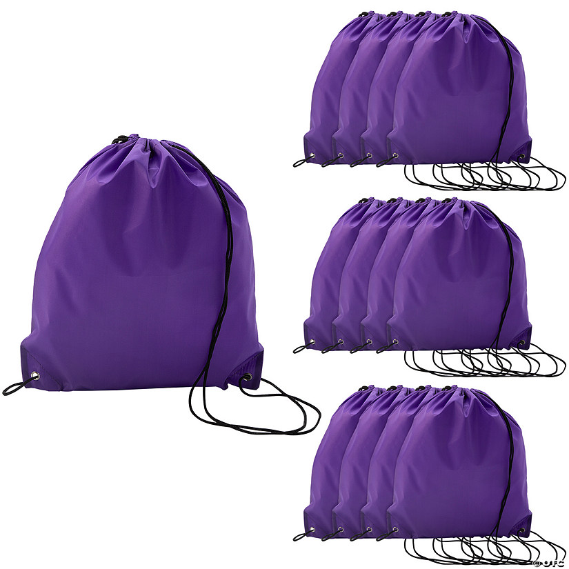 12 3/4" x 15 1/2" Large Purple Drawstring Bags - 12 Pc. Image
