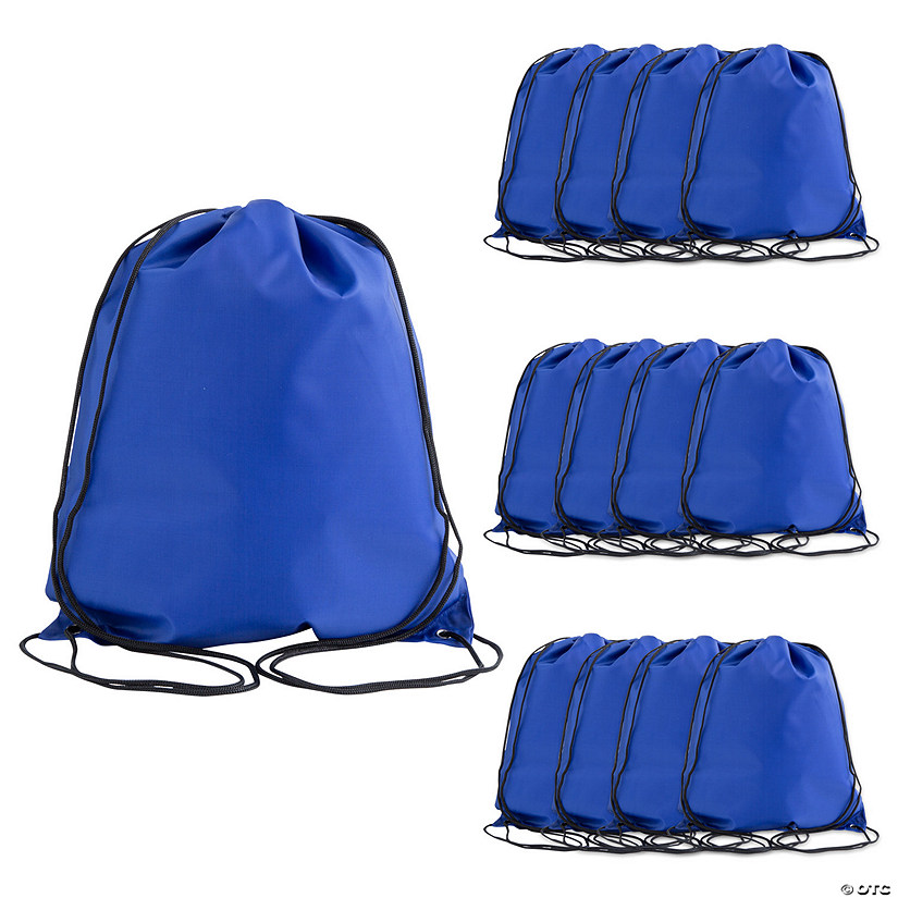12 3/4" x 15 1/2" Large Royal Blue Drawstring Bags - 12 Pc. Image