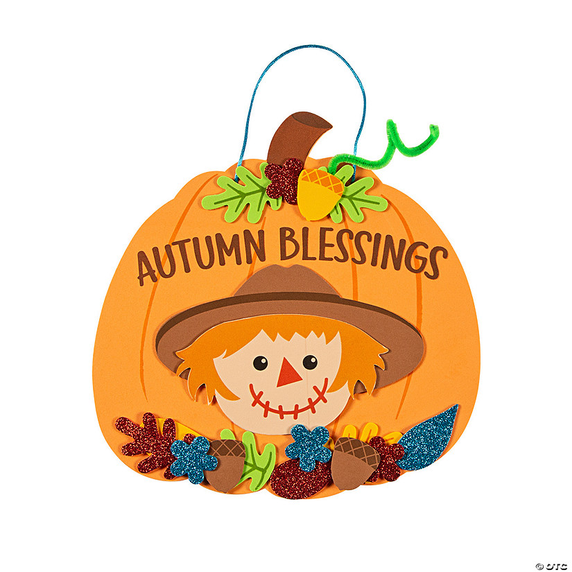 12" Autumn Blessings Scarecrow Pumpkin Foam Sign Craft Kit - Makes 12 Image