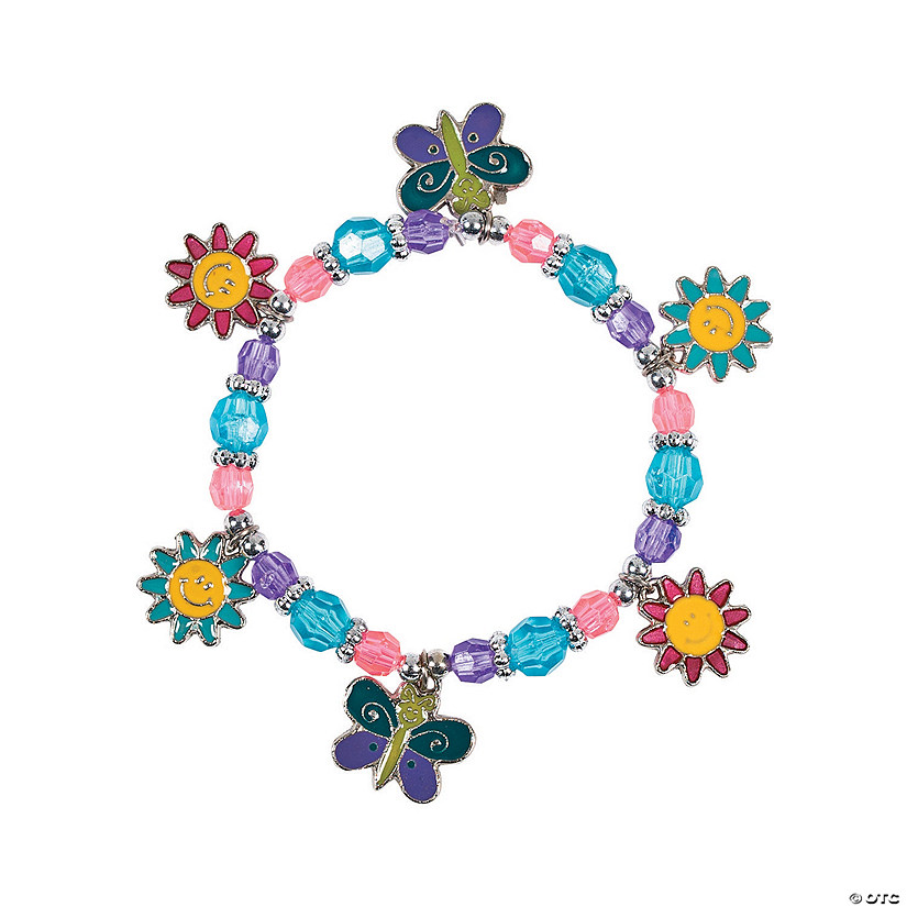 12" Beaded Butterfly & Daisy Charm Bracelet Craft Kit - Makes 12 Image