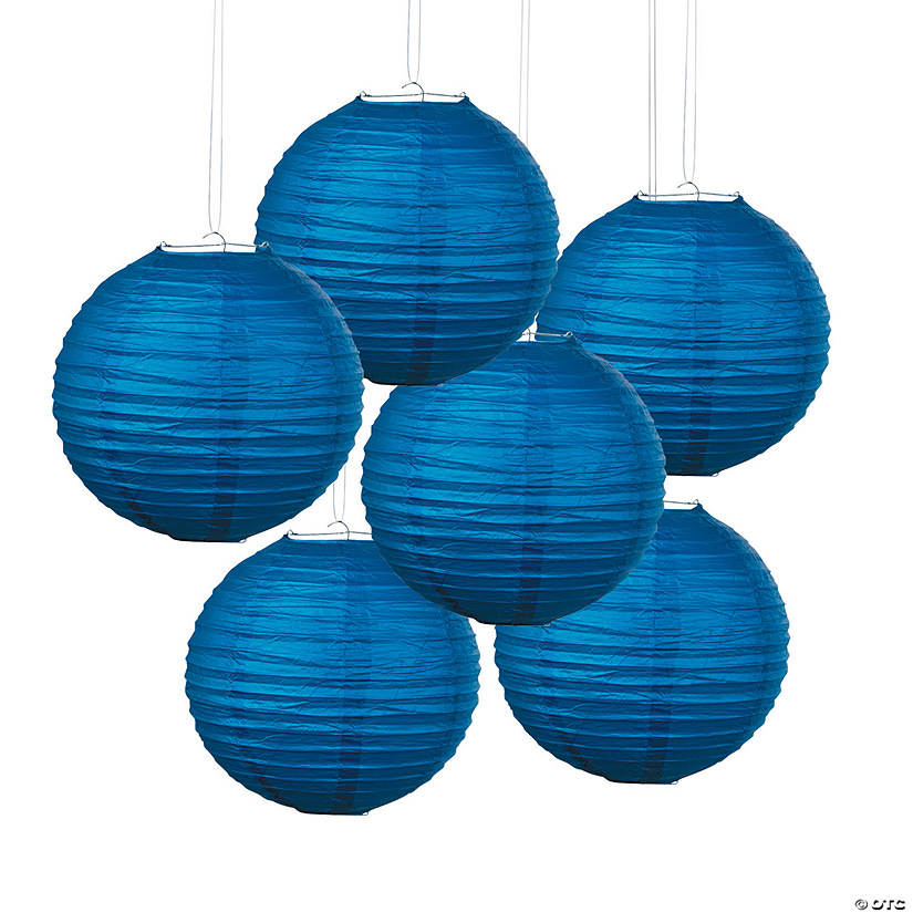 12" Blue Hanging Paper Lanterns &#8211; 6 Pc. Image