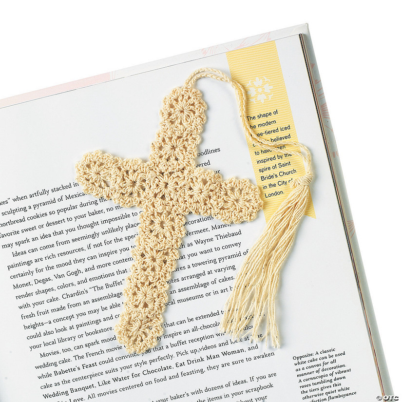 12" Crocheted Cross-Shaped White Lace Bookmarks - 12 Pc. Image