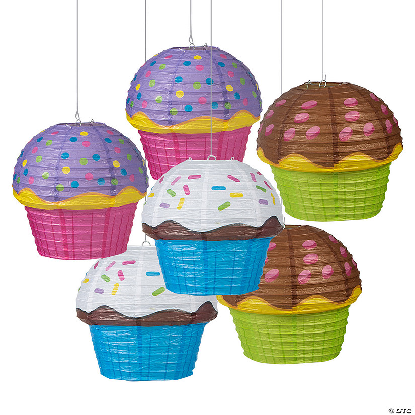 12" Cupcake Paper Lanterns - 6 Pc. Image