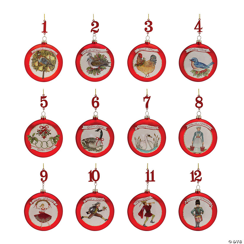 12 Days Of Christmas Ornaments (Set Of 12) 4.75"H Glass Image