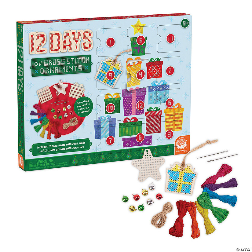 12 Days of Cross Stitch Wood Ornaments Advent Calendar Image