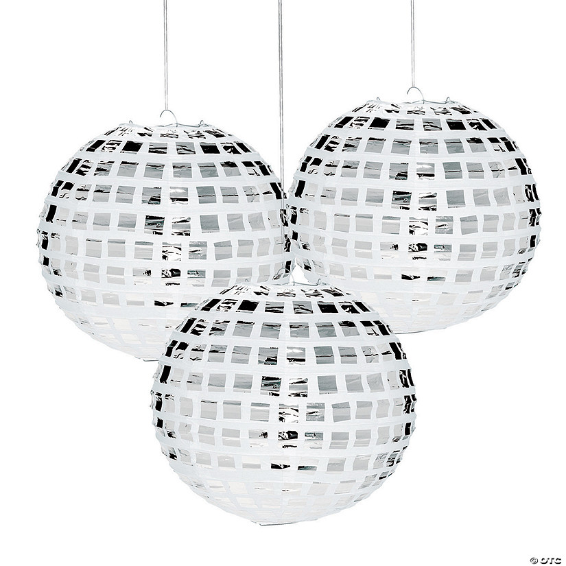 12" Disco Ball Hanging Paper Lanterns - 3 Pc. Image