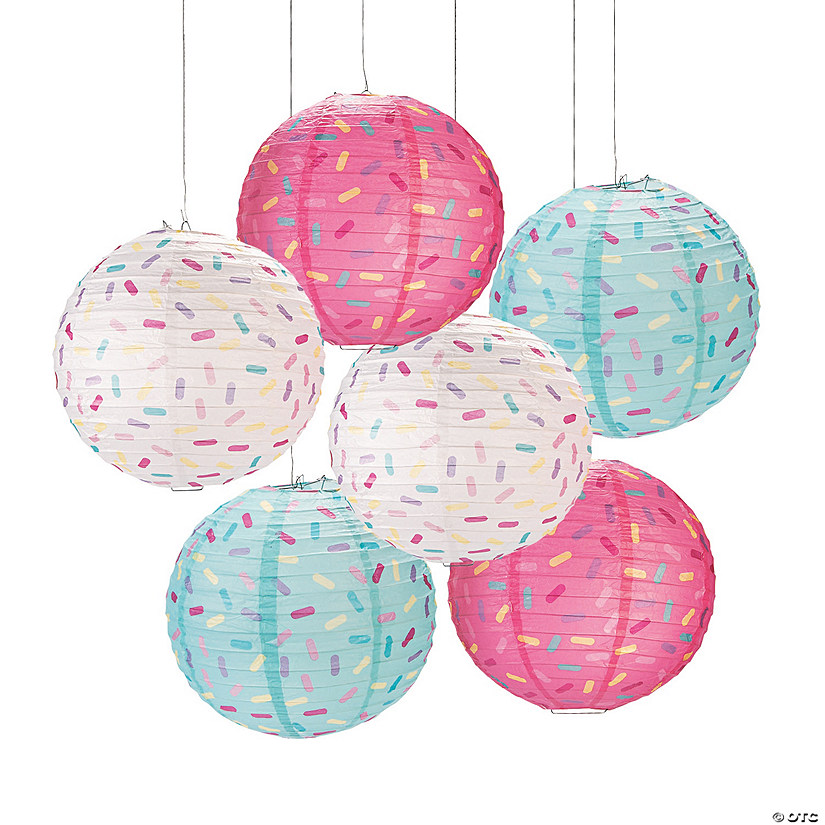 12" Donut Sprinkles Hanging Paper Lanterns - 6 Pc. Image