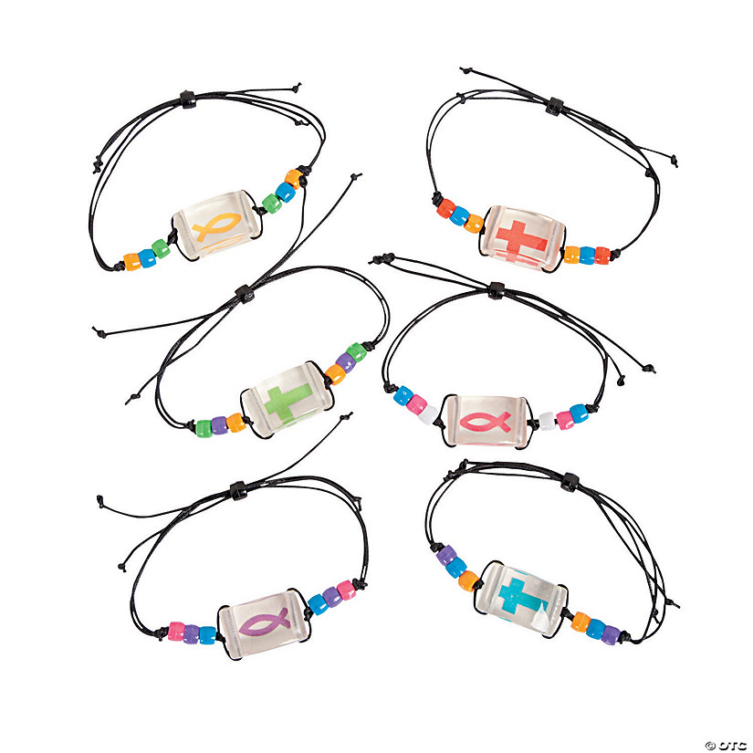 12" Faith Stone Adjustable Bracelets Pony Bead Craft Kit - Makes 12 Image