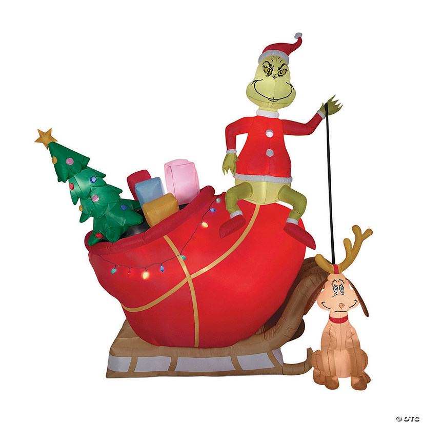 12 Ft. Airblown<sup>&#174;</sup> Dr. Seuss&#8482; The Grinch with Sled LED Inflatable Christmas Yard Decoration Image