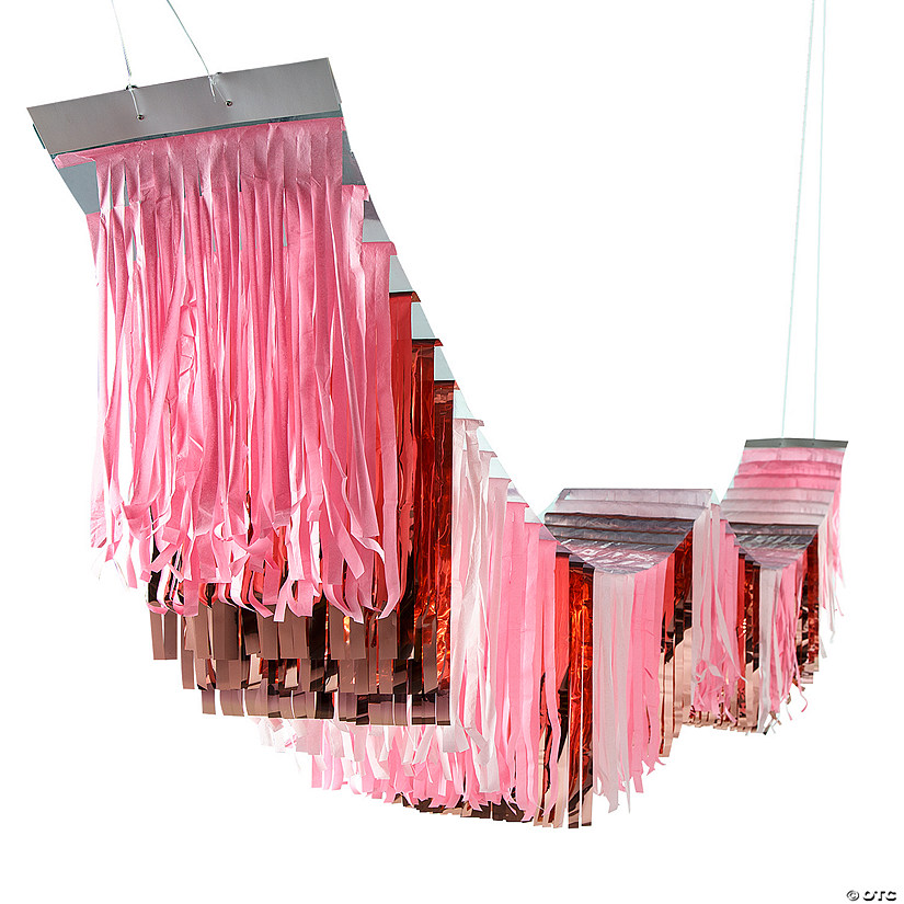 12 Ft. Pink Metallic Foil & Tissue Paper Hanging Ceiling Decoration Image
