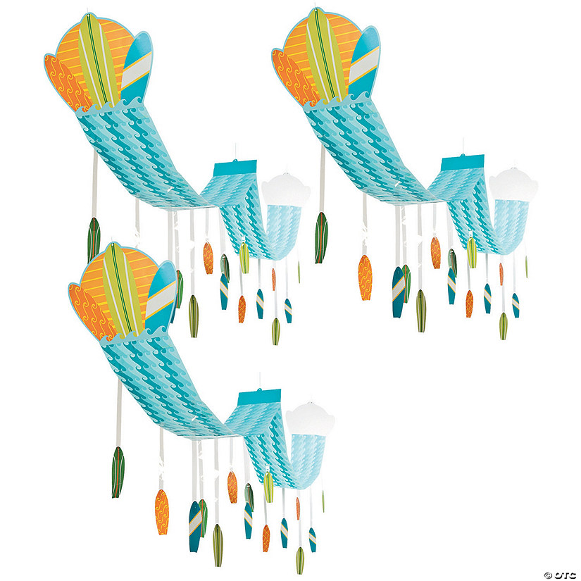 12 Ft. x 12" Bulk 3 Pc. Surf&amp;#8217;s Up Waves Plastic Ceiling Decorations Image