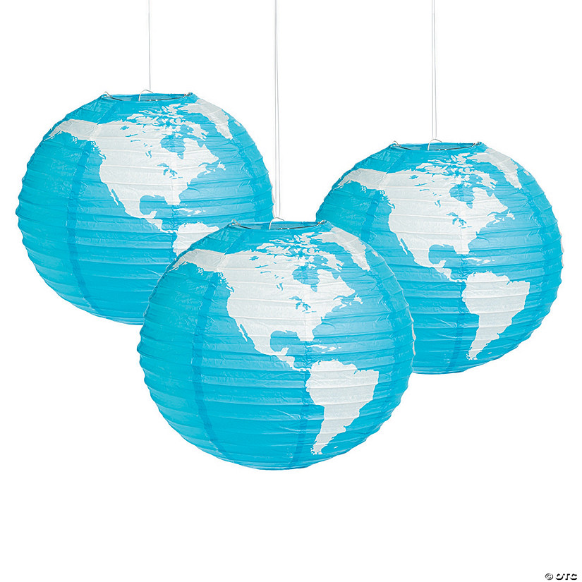 12" Globe Hanging Paper Lanterns - 3 Pc. Image