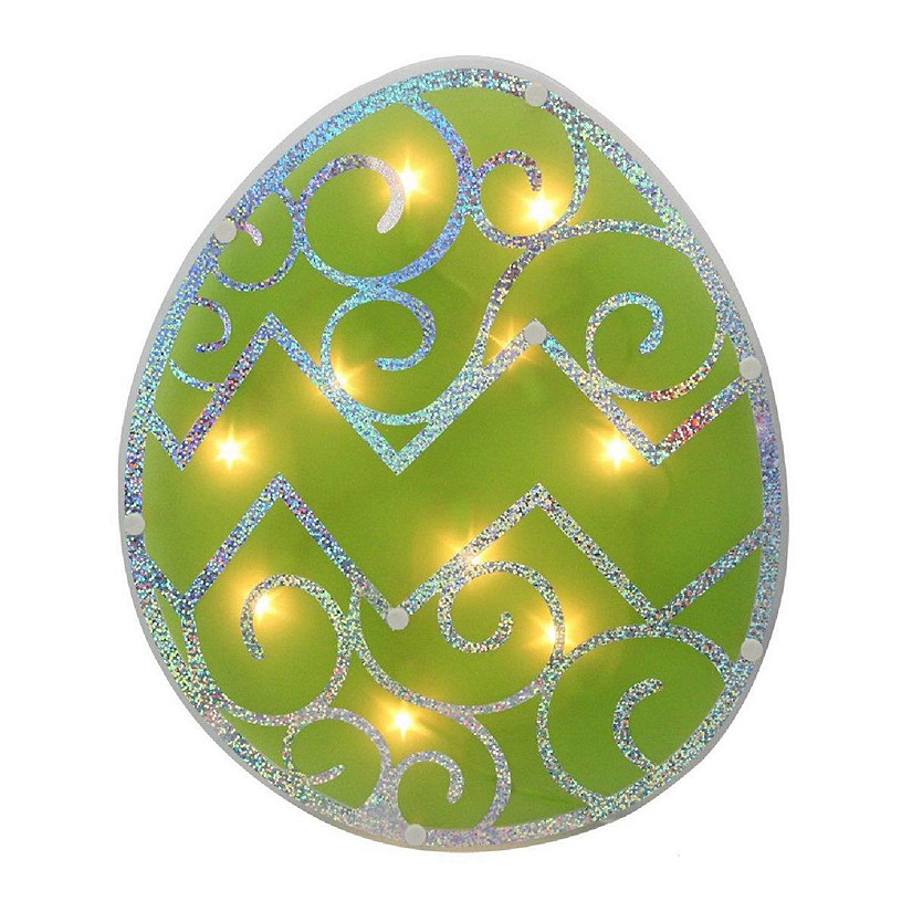 12 in. Lighted Green Easter Egg Window Silhouette Decoration Image