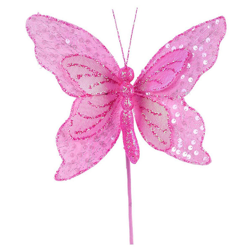 12" Iridescent Sequin Butterfly: Pink Image