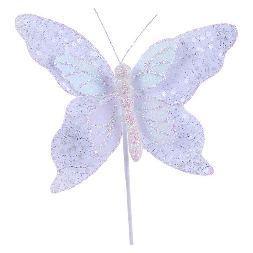 12" Iridescent Sequin Butterfly: White Image