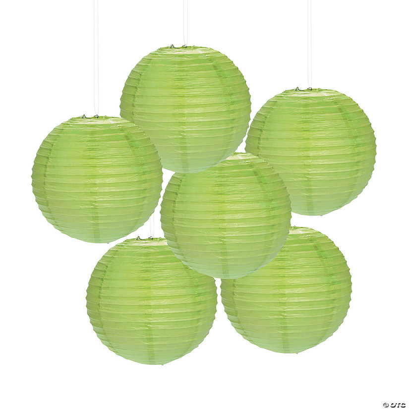12" Lime Green Hanging Paper Lanterns - 6 Pc. Image