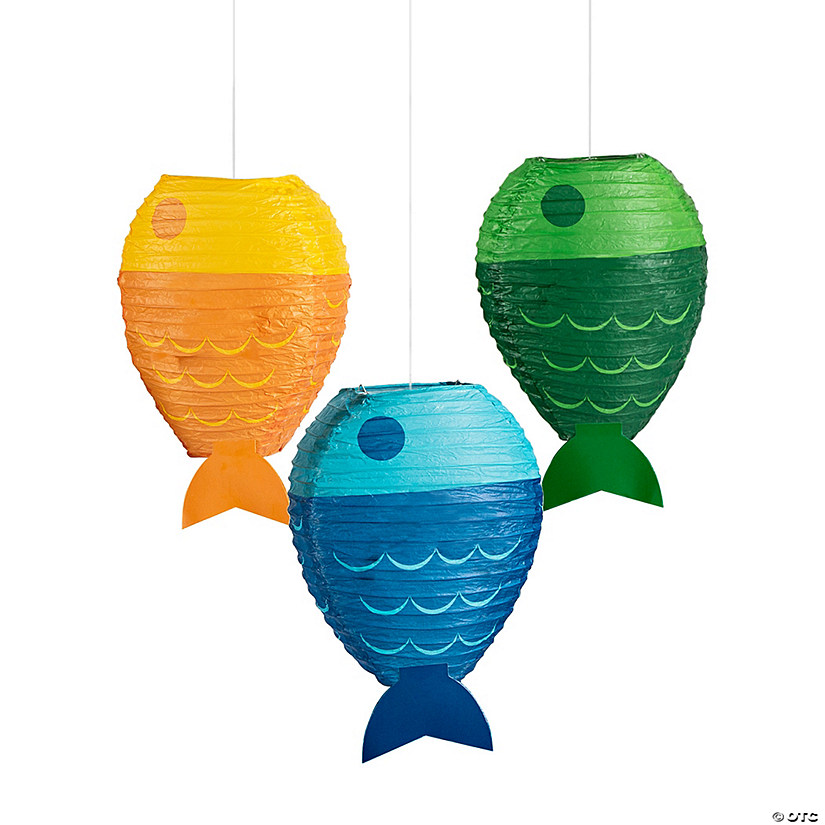 12" Little Fisherman Hanging Paper Lanterns - 3 Pc. Image