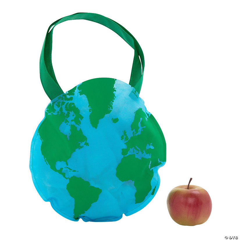 12" Medium Earth-Shaped Nonwoven Tote Bags - 12 Pc. Image