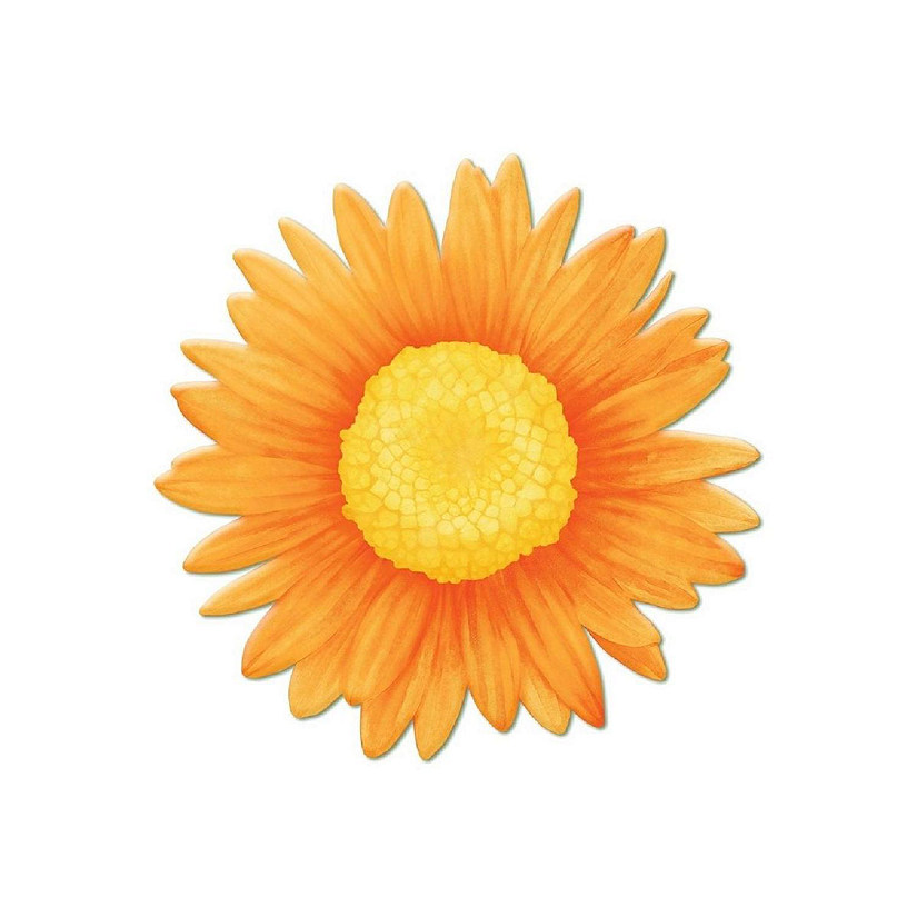 12" Metal Embossed Daisy Hanger: Orange Image