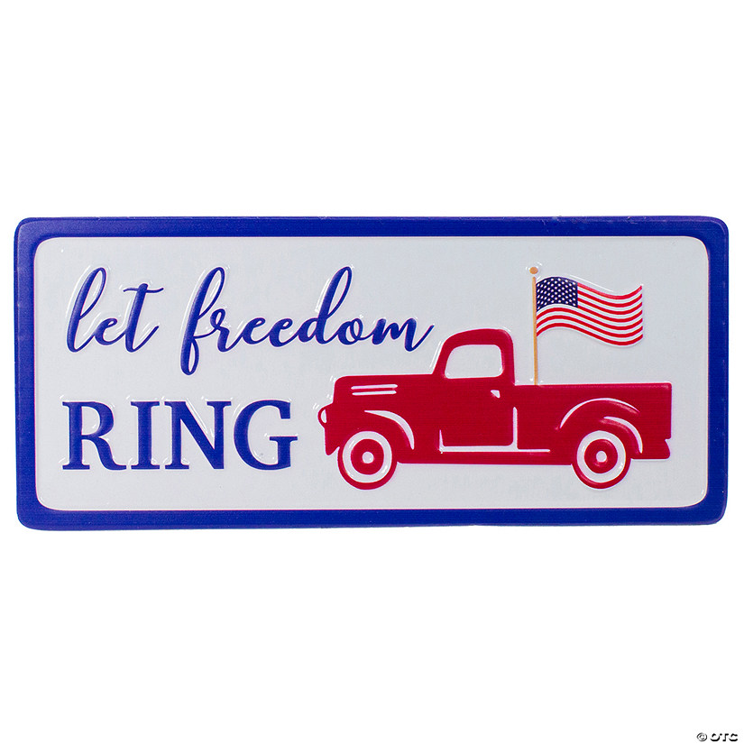 12" Metal Patriotic "Let Freedom RING" Sign with a Flag Wall Decor Image