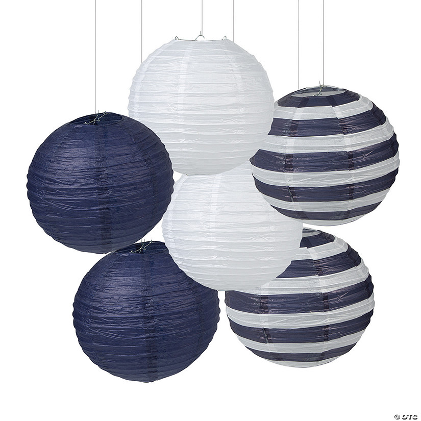 12" Nautical Hanging Paper Lanterns 6 Pcs. Oriental Trading