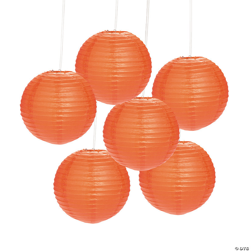12" Orange Hanging Paper Lanterns - 6 Pc. Image