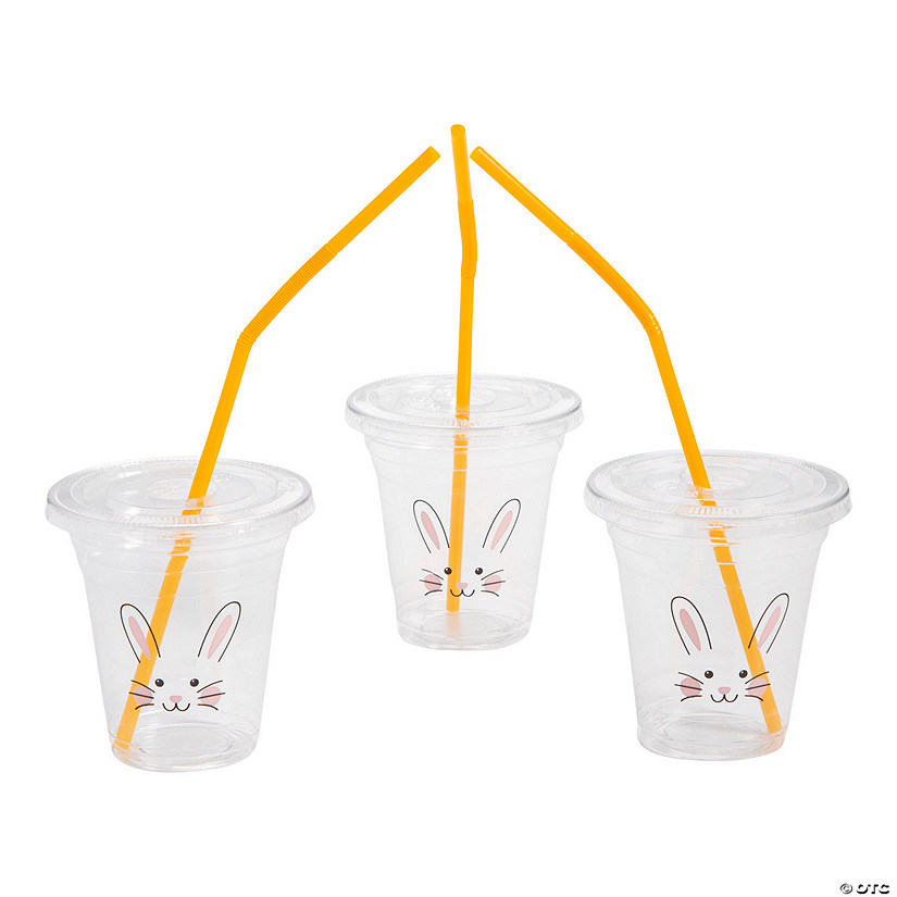12 oz. Bulk 50 Ct. Clear Easter Bunny Rabbit Disposable Plastic Cups ...