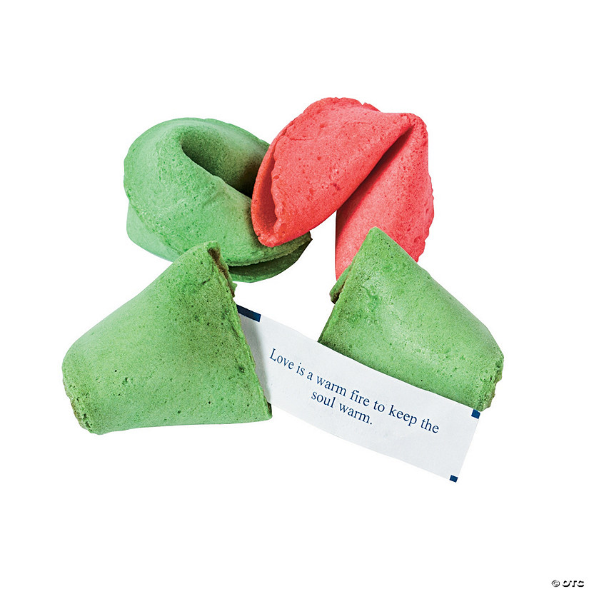 12 oz. Christmas Red & Green Wrapped Fortune Cookies - 50 Pc. Image